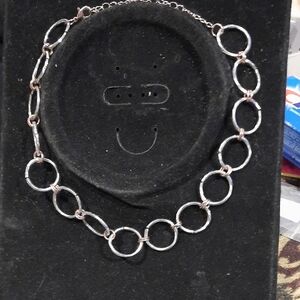 NWOT Forever 21 GORGEOUS 2tone Rose Silver Circle Link Necklace Choker 12"-15"